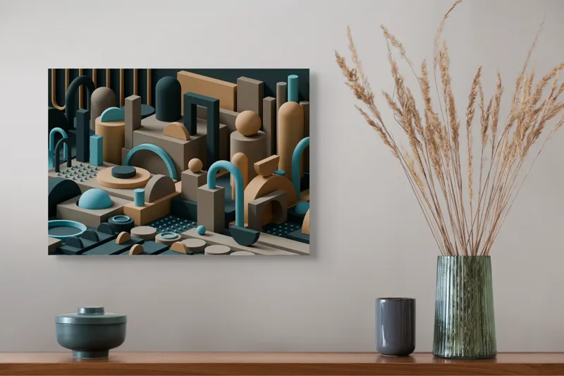 Tablou Canvas Modern, Abstract Geometric, , Multicolor, 54 x 39 cm – poza 4
