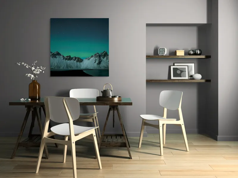 Tablou Canvas Aurora Boreală peste Munți înzăpeziți, 100 x 100 cm – poza 6