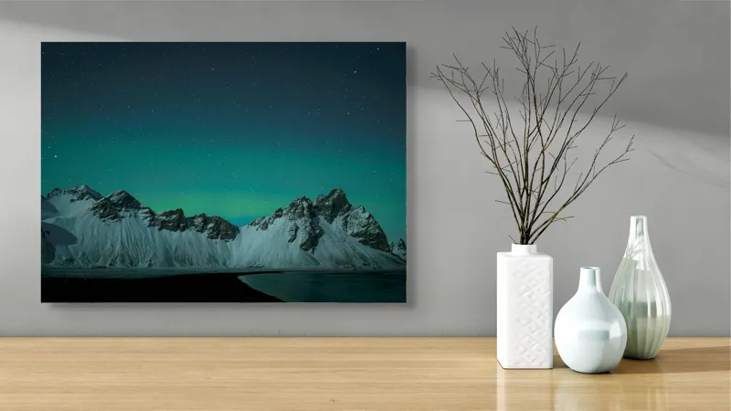Tablou Canvas Aurora Boreală peste Munți înzăpeziți, 70 x 50 cm – poza 3