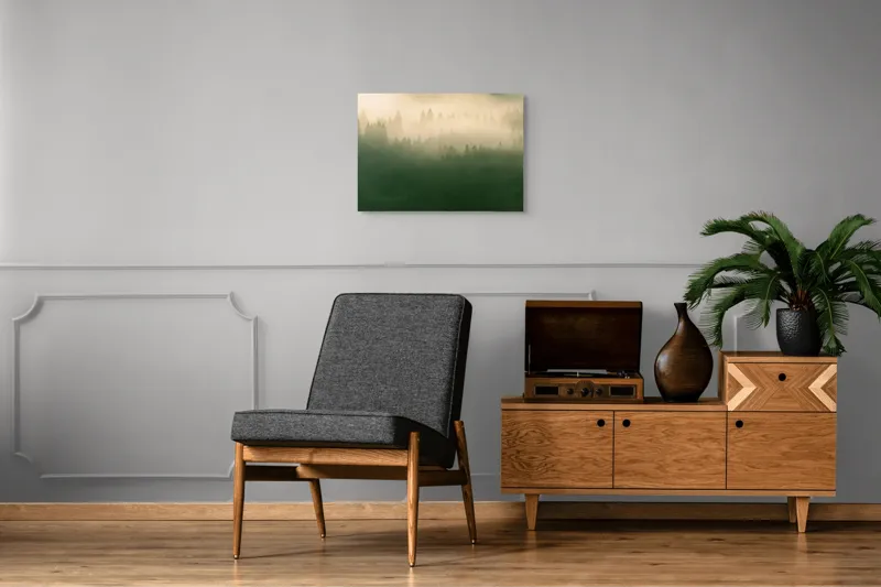 Tablou Canvas Pădure Încețoșată Verde și Galben, 70 x 50 cm – poza 4