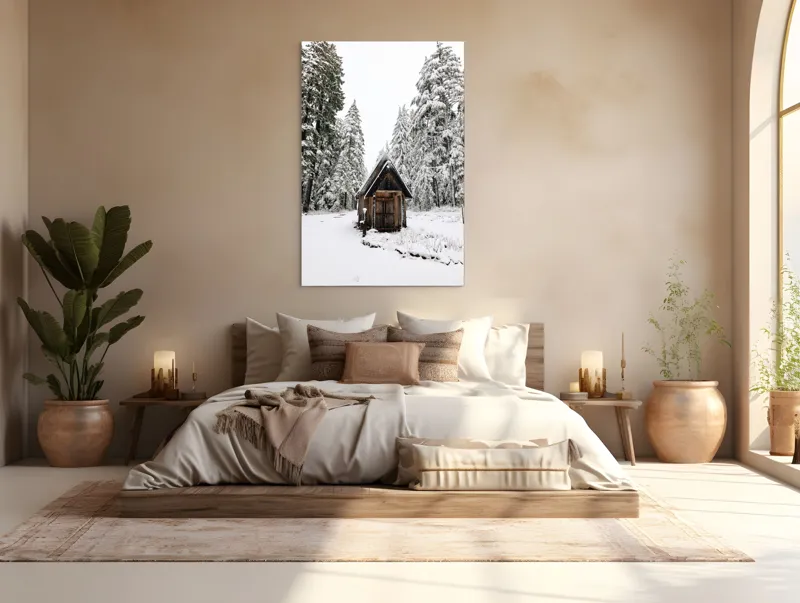 Tablou Canvas Pădure Albă și Coliba Liniștirii, 100 x 150 cm – poza 3