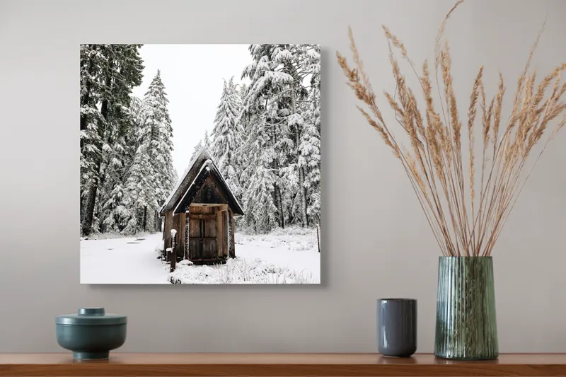 Tablou Canvas Pădure Albă și Coliba Liniștirii, 50 x 50 cm – poza 4