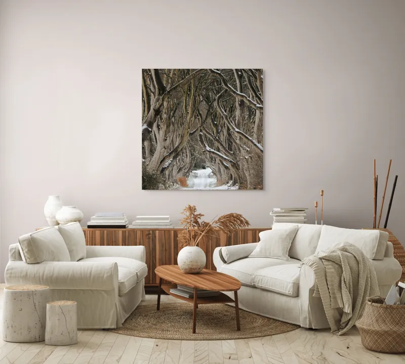 Tablou Canvas, "Aleea fermecată a iernii tainice", 100 x 100 cm – poza 3
