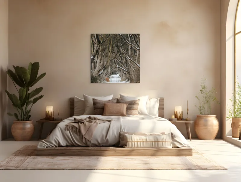 Tablou Canvas, "Aleea fermecată a iernii tainice", 100 x 100 cm – poza 4