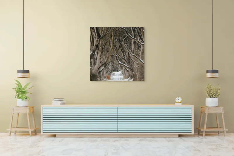 Tablou Canvas, "Aleea fermecată a iernii tainice", 100 x 100 cm – poza 5