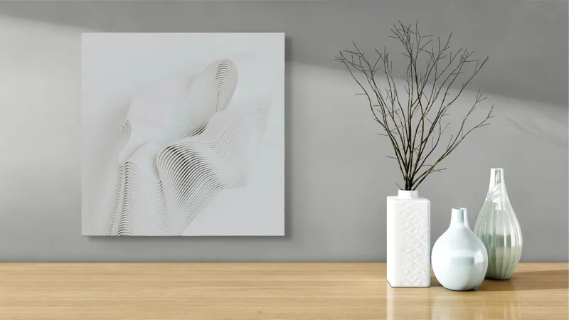 Tablou Canvas Abstract Forme Fluide Alb Infinit, 50 x 50 cm – poza 3
