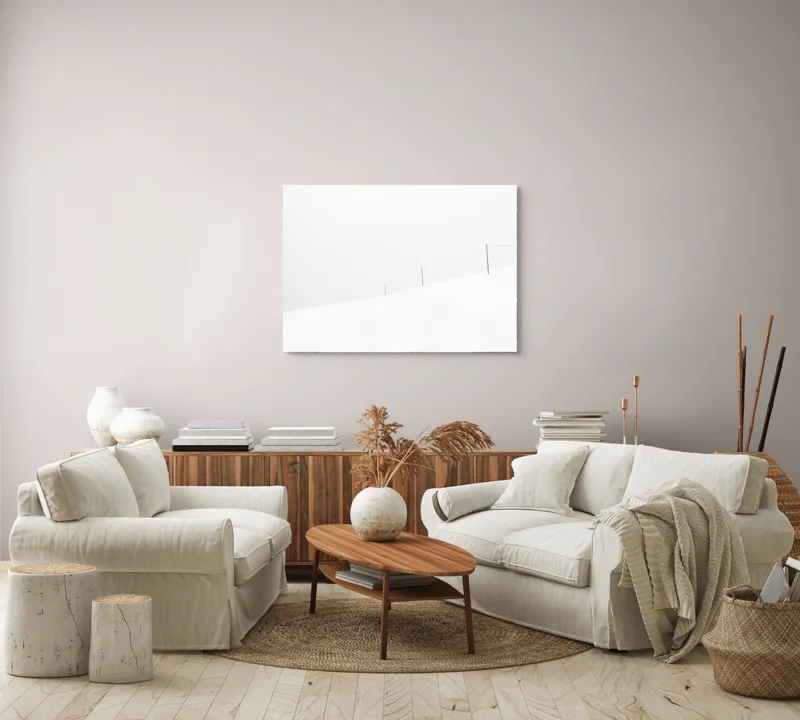 Tablou Canvas Peisaj de Iarnă cu Gard Stil Minimalist Elegant, 100 x 70 cm – poza 3