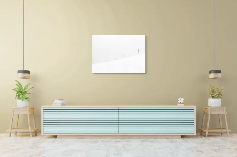 Tablou Canvas Peisaj de Iarnă cu Gard Stil Minimalist Elegant, 100 x 70 cm – poza 4