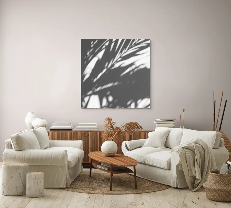 Tablou Canvas, "Umbre dansând pe perete alb", 100 x 100 cm – poza 3