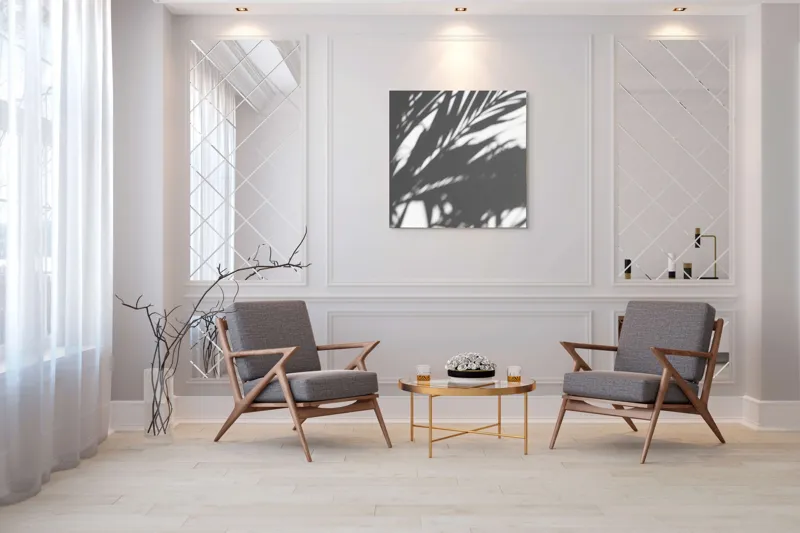 Tablou Canvas, "Umbre dansând pe perete alb", 100 x 100 cm – poza 7