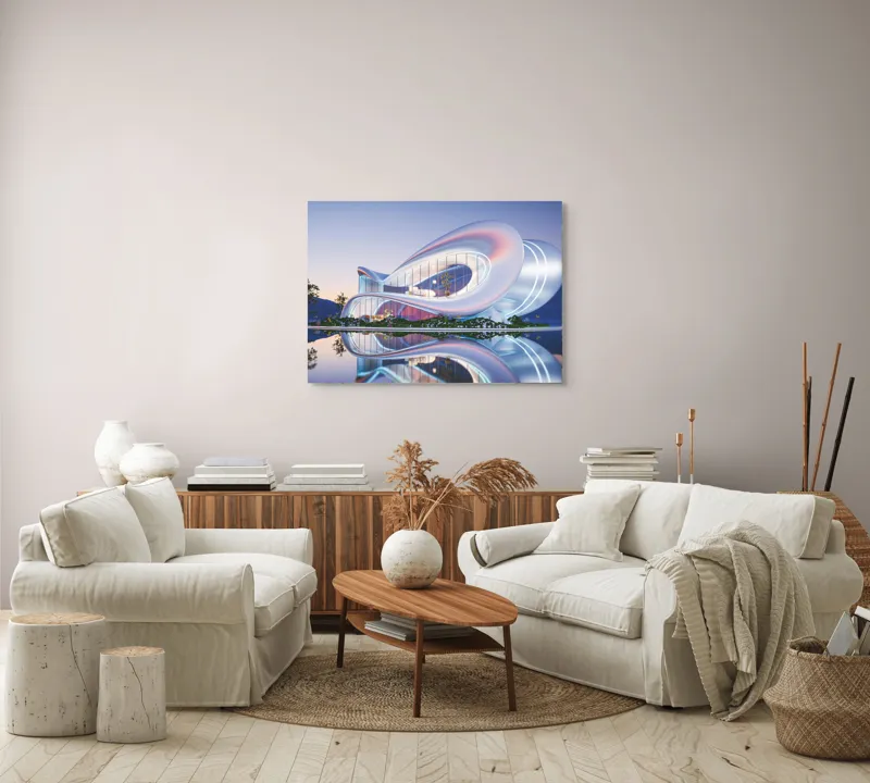 Tablou Canvas Modern clădire futuristă argintiu decor, 100 x 70 cm – poza 3