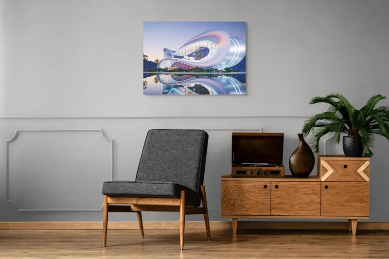 Tablou Canvas Modern clădire futuristă argintiu decor, 100 x 70 cm – poza 8