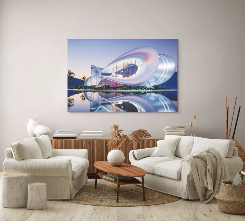 Tablou Canvas Modern clădire futuristă argintiu decor, 150 x 100 cm – poza 3