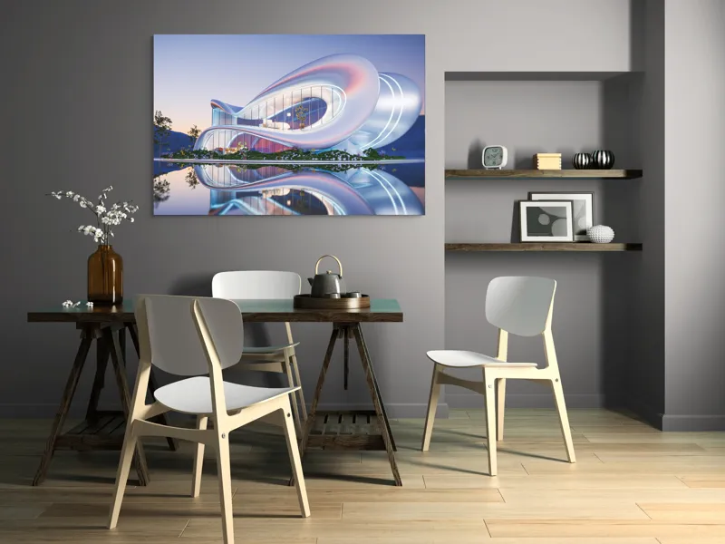 Tablou Canvas Modern clădire futuristă argintiu decor, 150 x 100 cm – poza 5