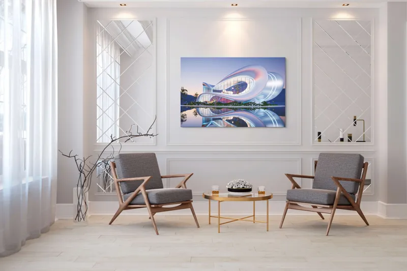 Tablou Canvas Modern clădire futuristă argintiu decor, 150 x 100 cm – poza 7