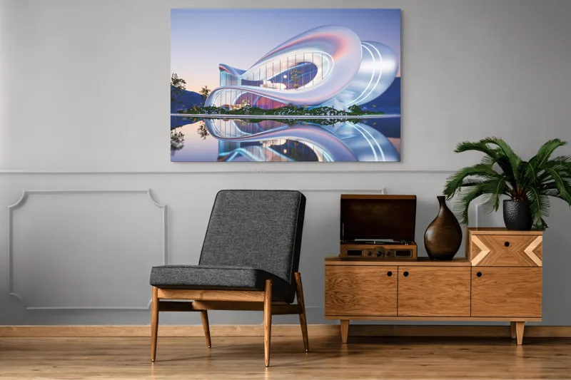 Tablou Canvas Modern clădire futuristă argintiu decor, 150 x 100 cm – poza 8