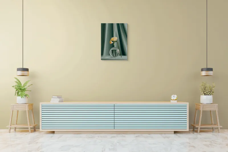 Tablou Canvas, "Floare delicată în armonie verde", Floare, Glob, Transparent, Delicat, Textură, Verde, Curbe, Blând., 50 x 70 cm – poza 6