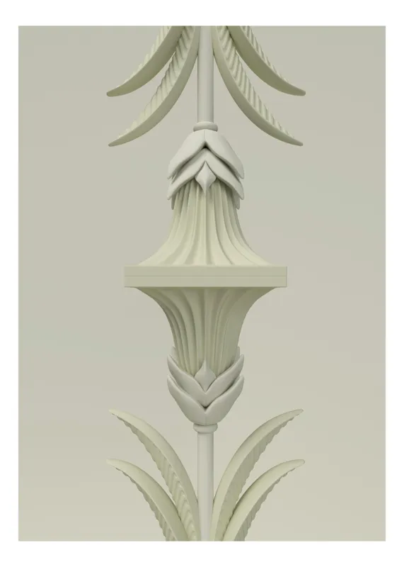 Tablou Canvas Sculptural cu Motive Florale în Nuanțe de Bej, 100 x 100 cm