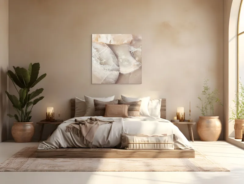 Tablou Canvas Marmură Albă și Bej – Design Abstract Elegant, 100 x 100 cm – poza 4
