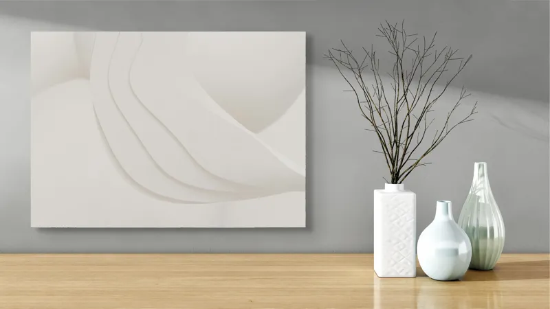 Tablou Canvas Abstract Minimalist, Alb, 70 x 50 cm – poza 3