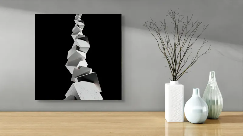 Tablou Canvas cu forme geometrice abstracte spre cerul misterios, 50 x 50 cm – poza 3