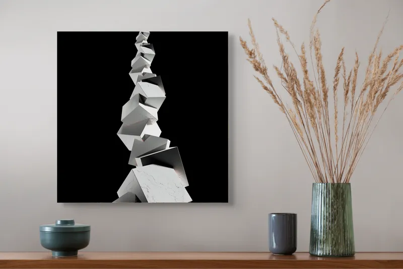 Tablou Canvas cu forme geometrice abstracte spre cerul misterios, 50 x 50 cm – poza 4