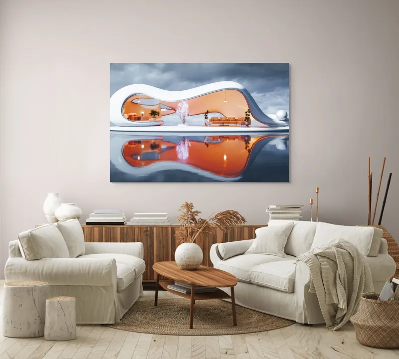 Tablou Canvas Modern Vis Plutitor în Nori de Argintiu, 150 x 100 cm