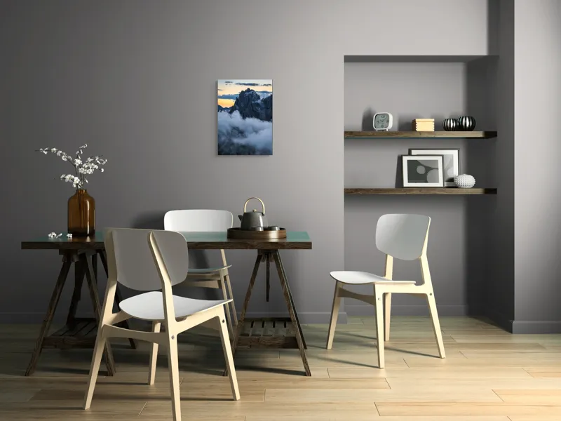 Tablou Canvas Peisaj Montan cu Ceață în Nuanțe de Gri, 39 x 54 cm – poza 7