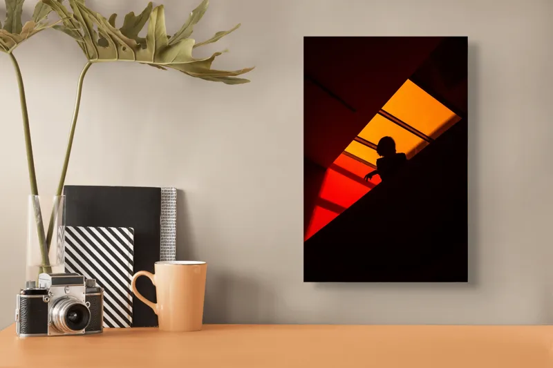 Tablou Canvas Motiv Abstract Siluetă la Apus Multicolor, 26 x 39 cm – poza 3