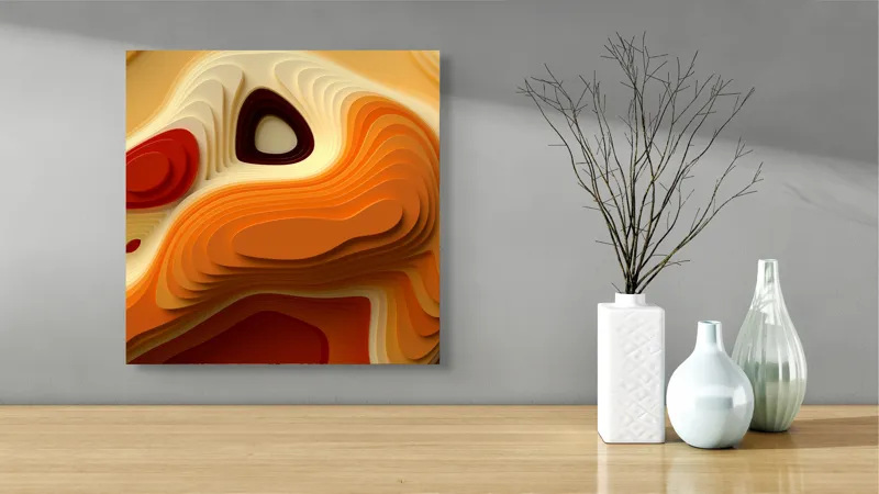 Tablou Canvas Abstract: Contururi în Dansul Culorilor Calde, 50 x 50 cm – poza 3