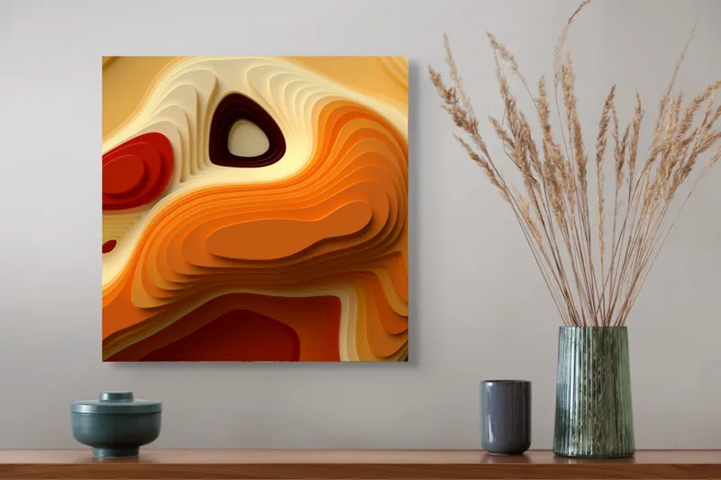 Tablou Canvas Abstract: Contururi în Dansul Culorilor Calde, 50 x 50 cm – poza 4