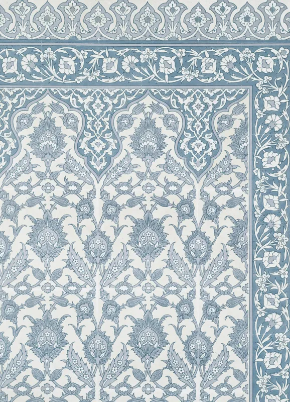 Tablou Canvas cu Broderie Albastră, Motive Floral-Geometrice, 39 x 54 cm – poza 2