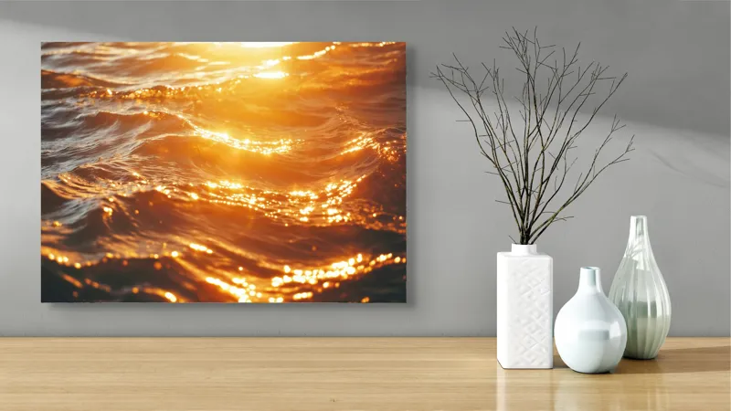 Tablou Canvas Valuri Apus Soare Atmosferă Calda Decor, 70 x 50 cm – poza 3