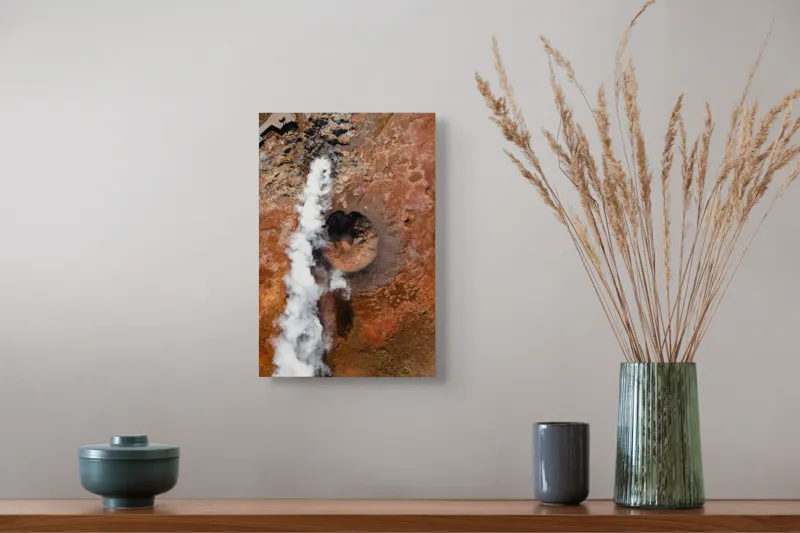 Tablou canvas peisaj vulcanic cu fumarolă fumegând, 26 x 39 cm – poza 5