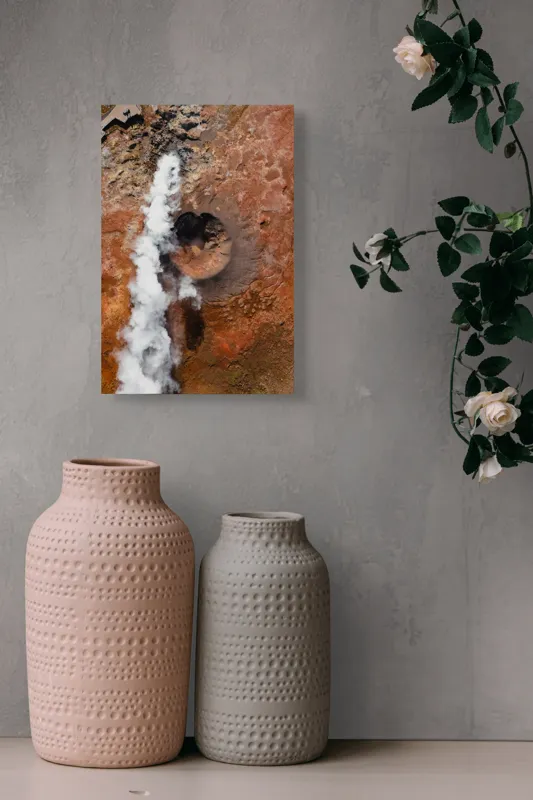 Tablou canvas peisaj vulcanic cu fumarolă fumegând, 26 x 39 cm – poza 6