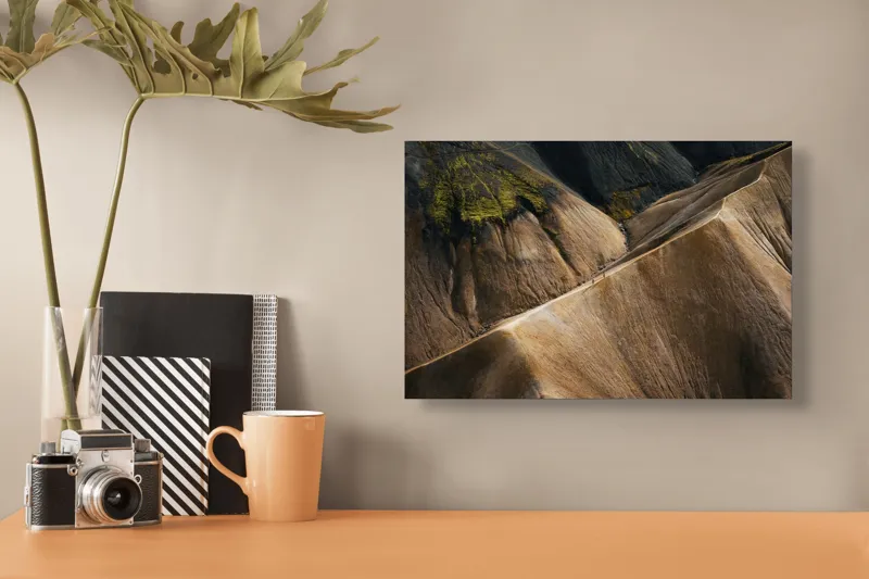 Tablou Canvas pe Pânză cu Drum Sinuos Printre Coline și Tonuri Pământii, 39 x 26 cm – poza 3