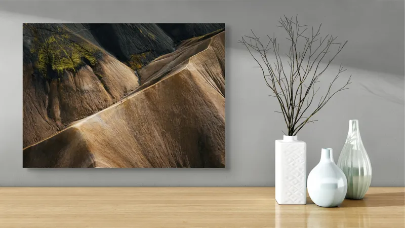 Tablou Canvas pe Pânză cu Drum Sinuos Printre Coline și Tonuri Pământii, 70 x 50 cm – poza 3