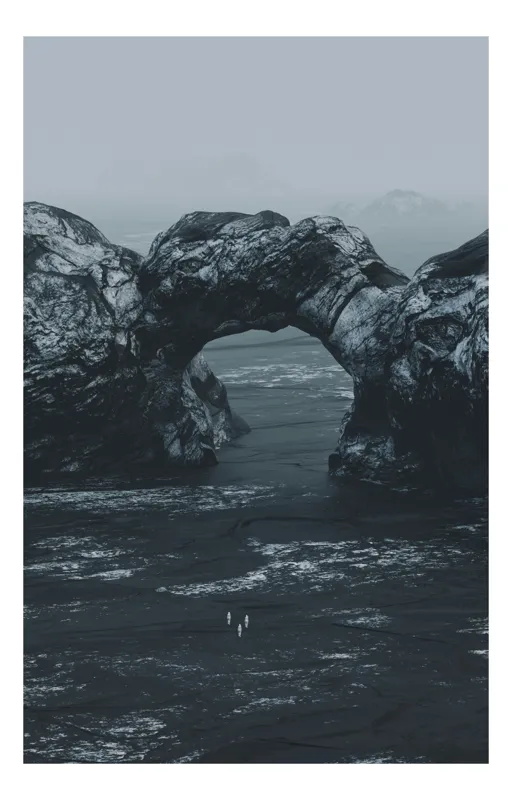 Tablou Canvas pe tema stâncilor cenușii și oceanului, 100 x 100 cm