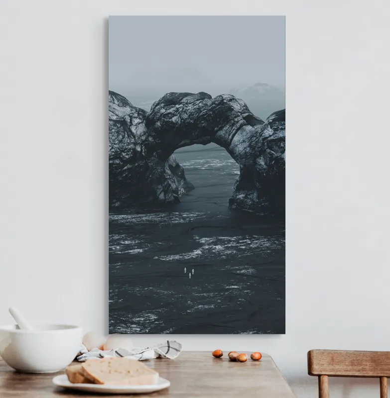 Tablou Canvas pe tema stâncilor cenușii și oceanului, 50 x 90 cm – poza 3