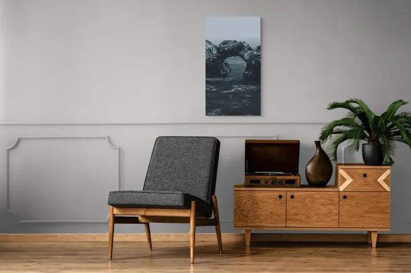 Tablou Canvas pe tema stâncilor cenușii și oceanului, 50 x 90 cm – poza 8