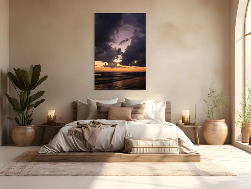 Tablou Canvas Apus Dramatic peste Mare Liniștită pe Acvie, 100 x 150 cm – poza 3