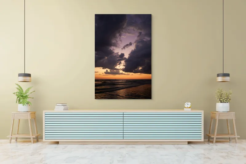 Tablou Canvas Apus Dramatic peste Mare Liniștită pe Acvie, 100 x 150 cm – poza 4