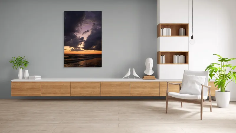 Tablou Canvas Apus Dramatic peste Mare Liniștită pe Acvie, 100 x 150 cm – poza 8
