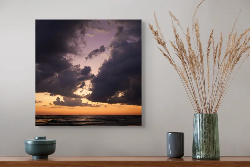 Tablou Canvas Apus Dramatic peste Mare Liniștită pe Acvie, 50 x 50 cm – poza 4