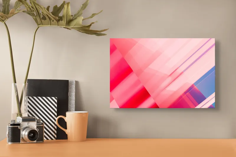 Tablou Canvas Abstrahție Geometrie Roz Reflexii Lumini, 39 x 26 cm – poza 3