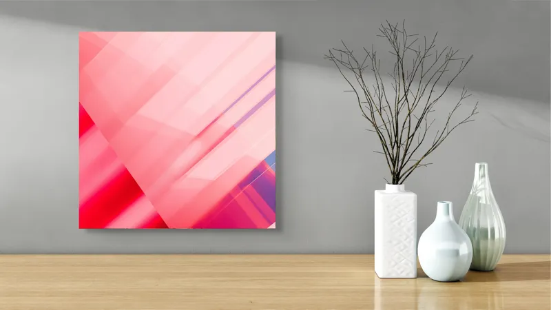 Tablou Canvas Abstrahție Geometrie Roz Reflexii Lumini, 50 x 50 cm – poza 3