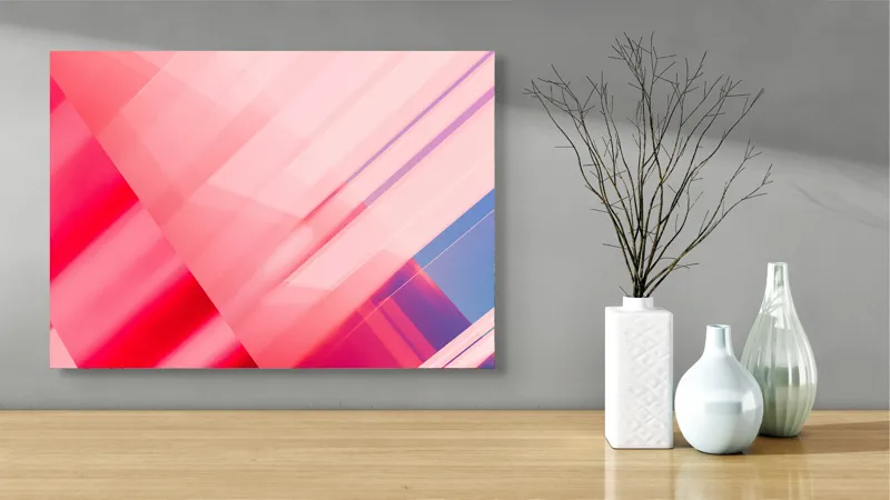 Tablou Canvas Abstrahție Geometrie Roz Reflexii Lumini, 70 x 50 cm – poza 3