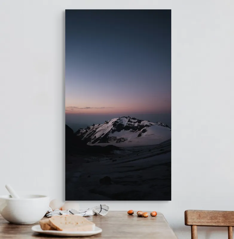 Tablou Canvas pe peisaj montan, imagine dramatică a crestelor înghețate, 50 x 90 cm – poza 3