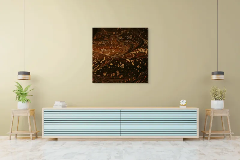 Tablou Canvas Abstract Maronii Pătate - Decorție Murală Unică, 100 x 100 cm