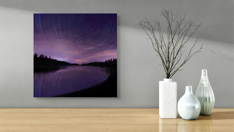 Tablou Canvas Cicluri Stelare peste Lac Liniștit, 50 x 50 cm – poza 3